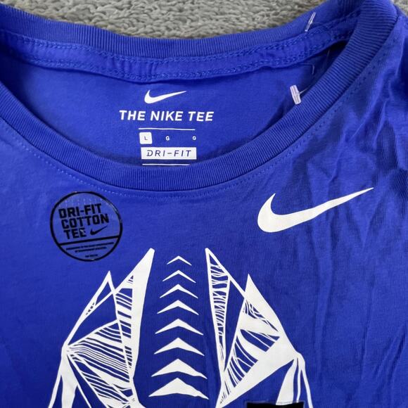 Nike Shirt Boys Large Blue Dri-Fit Cotton Football Graphic Athletic New Tag - Picture 2 of 11
